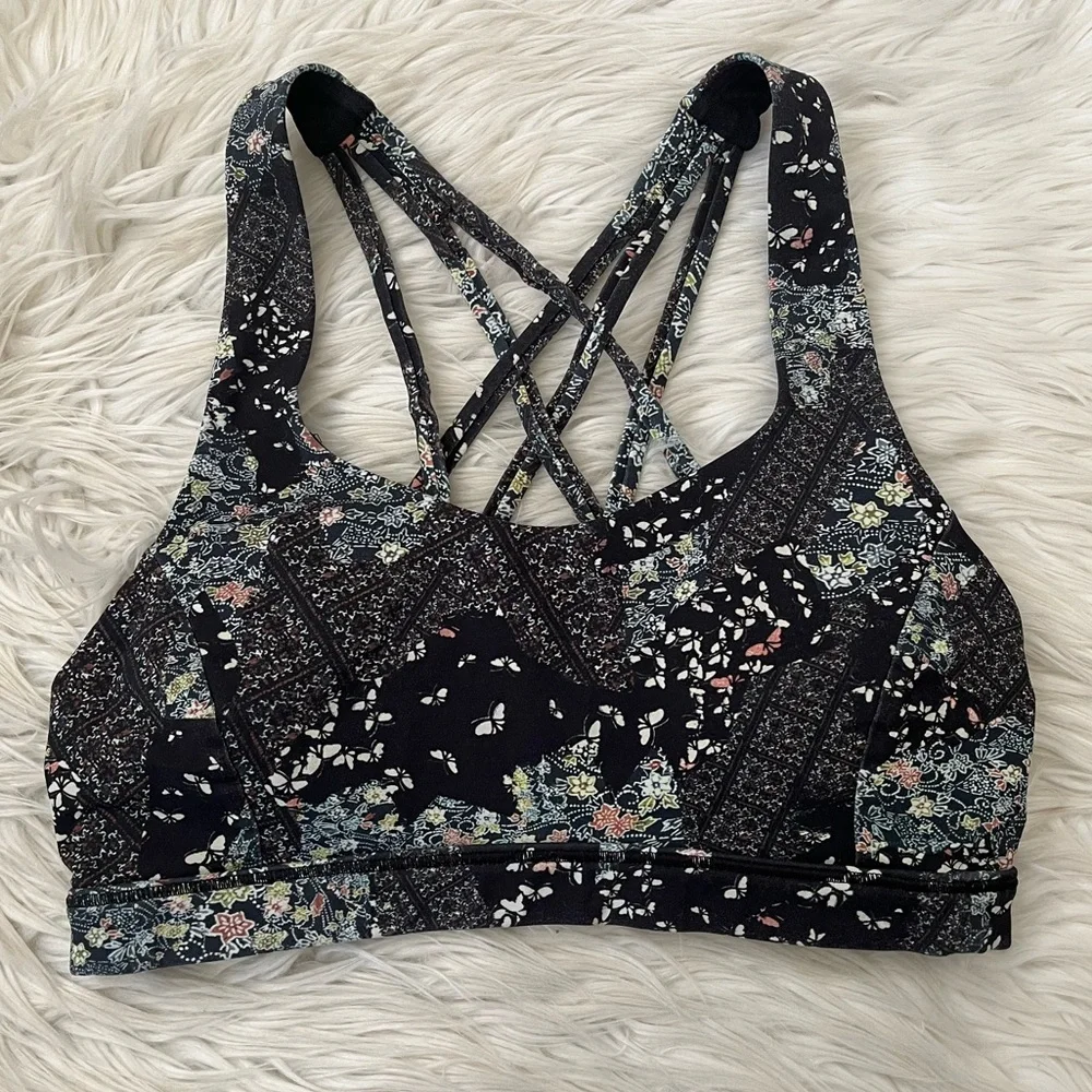 {Lululemon} Free To Be Serene Bra in Assemblage Alpine White Multi - Women’s 4